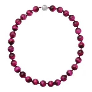 🔥PRICE CUT🔥NWT RARE FUSCHIA TIGER EYE STERLING SILVER MAGNETIC CLASP NECKLACE